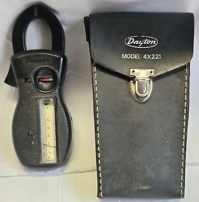 Vintage Dayton 4X221 Clamp-On Volt Amp Ohm Meter Tester Multi-Meter Probe & Case • $16.96