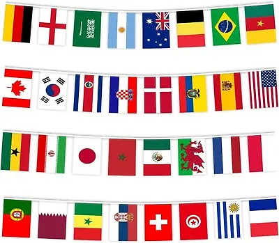 10m Fabric Bunting Country Flags Street Party Pub Football National Banner • £2.60