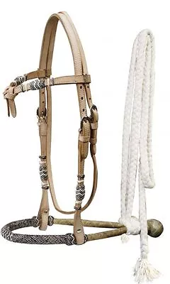 Western Horse Rawhide Core Bosal Hackamore Bitless Bridle Headstall Mecate Reins • $65.80