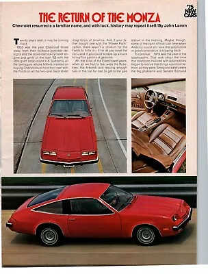 $5.95 • Buy 1975 CHEVROLET MONZA V8 3 Pg Article