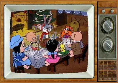 BUGS BUNNY CHRISTMAS CAROL TV Fridge MAGNET 2  X 3  Art Nostalgic Looney Tunes • $8.25