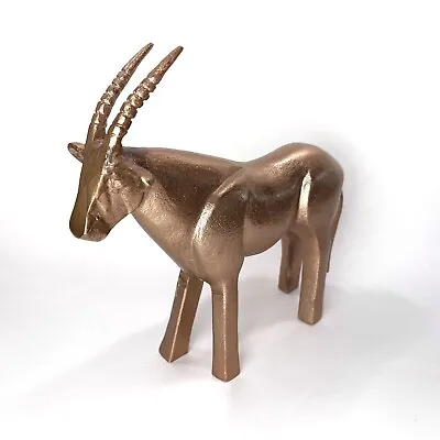 Vintage Pot Metal Wild Goat Figurine Rose Gold Ibex Antelope Statue 8.5” • $26.97