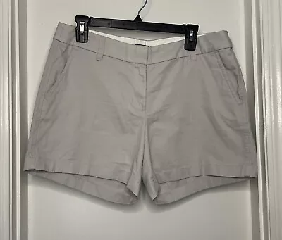 J.Crew Womens Chino Gray Khaki Shorts 100% Cotton Flat Front Size 10 • $14.99