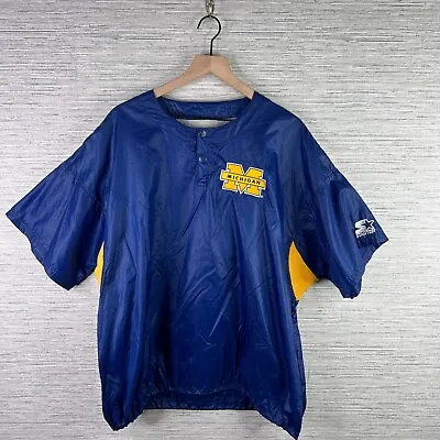 VINTAGE Michigan Wolverines Jacket Mens XL Starter Windbreaker 90s Short Sleeve • $34.99