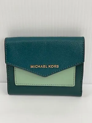 Michael Kors Small Ludlow Flap Billfold Trifold Wallet-Dark Atlantic • $50