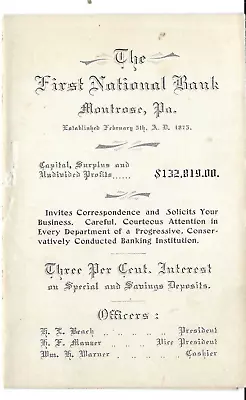 First National Bank Montrose Pennsylvania  Financial Report 1906 • $9.95