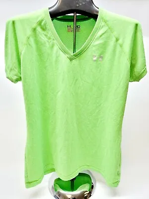 Under Armour Heat Gear Mens Medium T-Shirt Green Heathered V- Neck Semi Fitted • $14.94