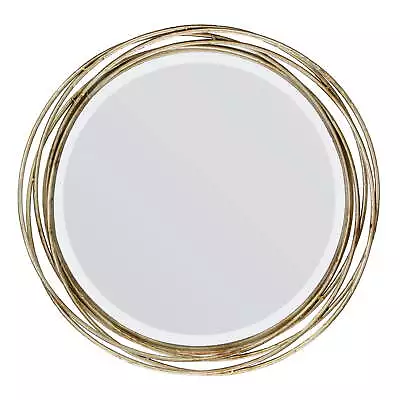 Round Decorative Gold 17  Metal Banded Hanging Wall Mirror • $29.99