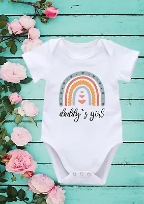 Daddy’s Girl Cute Rainbow Baby Cool Short Long Sleeve Vest Sleepsuit 548 • £7.99