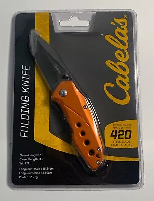 Brand New Cabela's Folding Knife Titanium Coated  Steel Blade #420 • $16.99