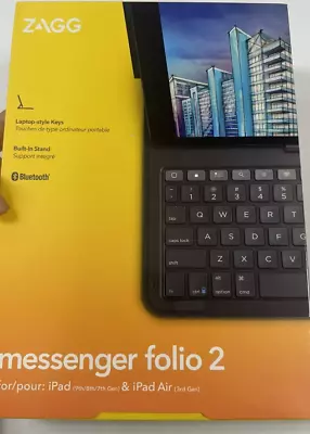 ZAGG Keyboard Messenger Folio 2 - Apple IPad 10.2/10.5 - Charcoal NEW • $18.99