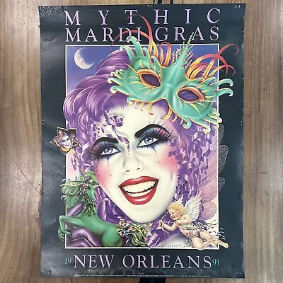 Vintage 1990 New Orleans Mardi Gras Poster Andrea Mistretta USED • $20