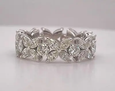3.25ctw Natural Round & Marquise Diamond Eternity Band 18K White Gold Ring SZ7 • $5200