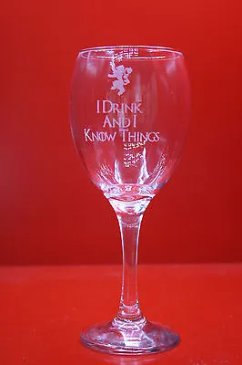 £12 • Buy Laser Engraved Wine Glass Game Of Thrones I Drink And I Know Things Lion Tyrion 