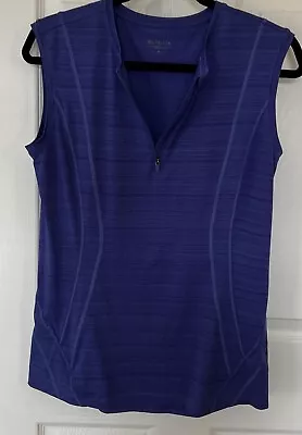 Athleta Quarter Zip Top Womens Medium Purple Sleeveless Zip Side Pocket • $15.99