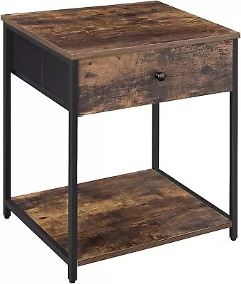 Rustic Nightstand Industrial Bedside Table With Drawer 2 Shelves • $37.69