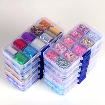 10Rolls Holographic Nail Art Transfer Foil Sticker Flower Starry AB Paper Wrap ‖ • $3.32