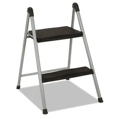 Cosco Folding Step Stool 2-Step 16 9/10  H Platinum/Black (CSC11024PBL1E) • $53.99