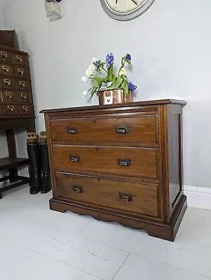 Antique Walnut Drawers Dovetail Victorian Copper Cup Handles 3 Drawers  • £255