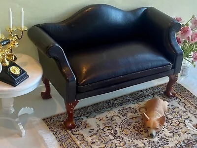 1:12 Dollhouse Miniature Furniture 1pcs Black Leather  Single Sofa Love Seat • $19.99