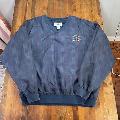 Ryder Cup Golf Jacket Mens XL Blue Plaid Pullover Rain Wind V Neck The Belfry • $24.99