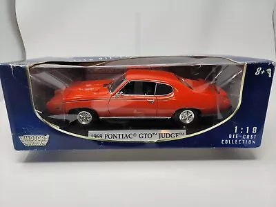 Motor Max 1969 Pontiac GTO Orange Judge 1/18 Scale Die Cast Collection • $54