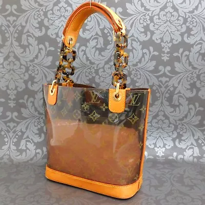 LOUIS VUITTON MONOGRAM Brown Clear Vinyl Cabas Ambre PM Handbag Bag #37 Rise-on • $659.25