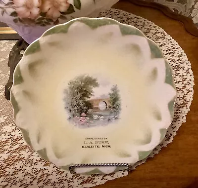 Antique Plate Marlette Michigan MI (Compliments Of LA Bush) McNicol Pottery • $27.95