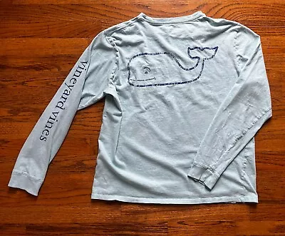 Vineyard Vines Long Sleeve T-Shirt Blue Cotton Tee With Whale Design Size Med • $11