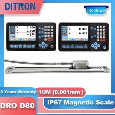 1UM Magnetic Scale Digital Readout 3Axis 2Axis DRO Display Fo CNC Milling Lathe • $162.80