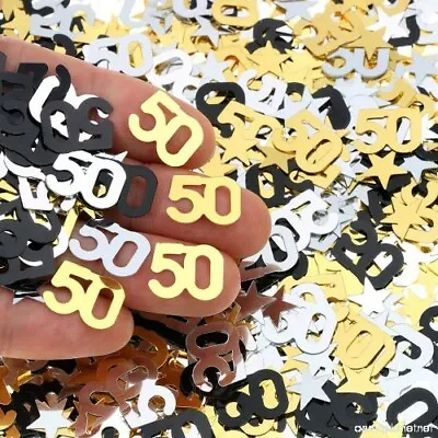 £2.99 • Buy Party Table Confetti Decorations Black Gold & Silver 50th Birthday Age Sprinkles