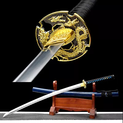 Blue Katana Japanese Samurai Sword Full Tang 9260 Spring Steel Razor Sharp • $89.99