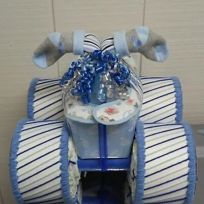 Four Wheeler / Quad Baby Shower Diaper Cake Royal Blue  Light Blue  Gray • $76.50