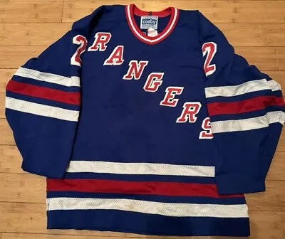 Vintage New York Rangers Brian Leetch CCM Cosby Jersey - Size 48 - AWESOME • $425