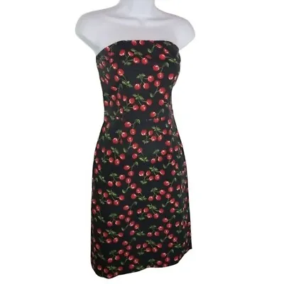 Vtg 90s Y2k Cherry Print Sleeveless Dress Small Made In Usa • $36.99