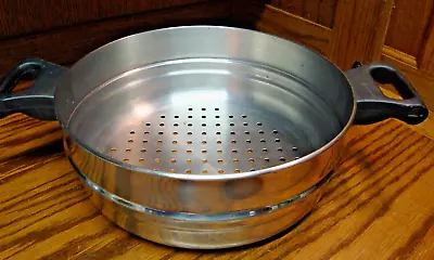 Vintage Stainless Steel Steamer~Strainer Insert Cookware 9.5” Pan W/Handles  948 • $16.19