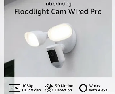 $169 • Buy Ring Floodlight Cam Wired Pro, White, Brand New