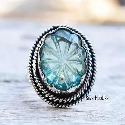 Aqua Apatite Gemstone 925 Sterling Silver Ring Mother's Day Jewelry HK-159 • $12.21