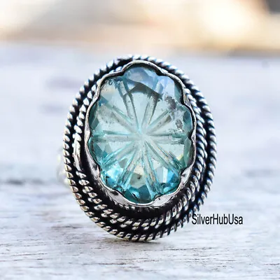 $10.62 • Buy Valentine Gift Pretty Aqua Apatite 925 Sterling Silver Handmade Jewelry Ring