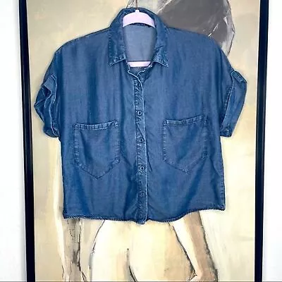 ZARA Basic Denim Cropped Shirt • $12