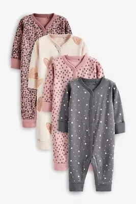 BNWT Baby Girls Next Sleepsuits Babygrows Footless 4 Pack Newborn/ 7lbs 8oz • £22.49