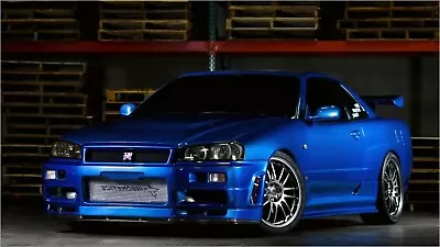 Nissan Skyline GTR R34 Fast And Furious SIDE VIEW 30x20 Inch Canvas Framed UK! • £19.99