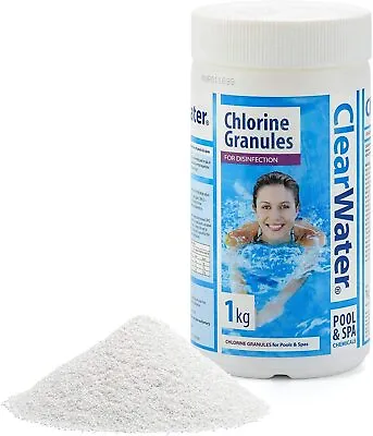 £11.75 • Buy Clearwater 1kg Chemical Chlorine Granules Swimming Pool Spa Hot Tub Chemicals