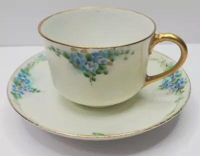 Vtg German Bavaria Porcelain Demitasse Cup & Saucer Forget-Me-Not Gold Trim • $13.96