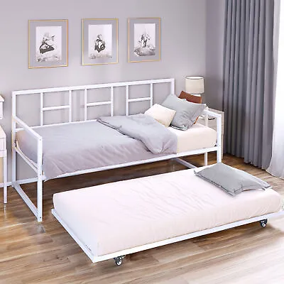 Pull Out Twin Daybed Trundle Adjustable Height Trundle Bed Multi-Functional Sofa • $149.89