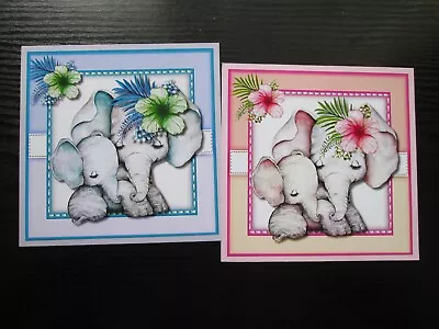 NEW--- 2 X   ELLIE THE ELEPHANT & BABY ELEPHANT  Card Toppers & Sentiments • £1.30