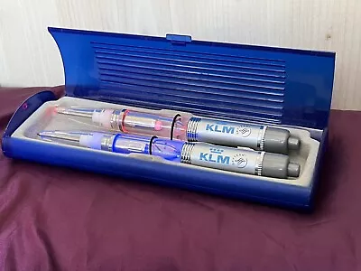 KLM Light Up Pens In Display Case Red & Blue Lights Working NO INK C2010 • £9