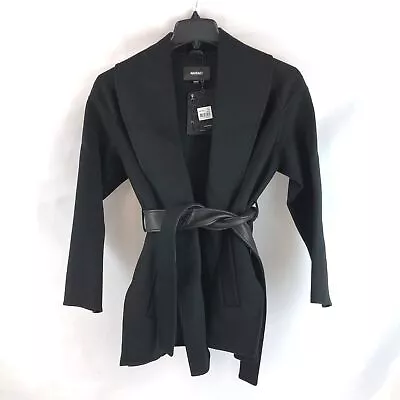 Mackage TYRA Double-Face Wool Wrap Robe Jacket In Black - Women's US 2XS • $429.98