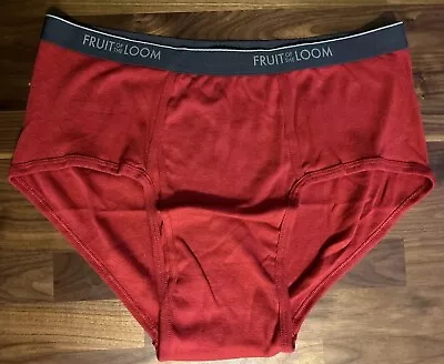 Red 3XL 48-50 Fashion Briefs Mid Rise Fruit Of The Loom Fly Front 1 Pair • $12.60