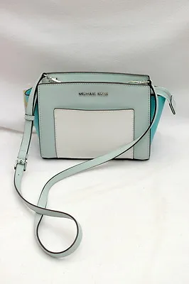 NWT Michael Kors Selma Pocket Saffiano Leather Medium Messenger Crossbody Azur • $148.95